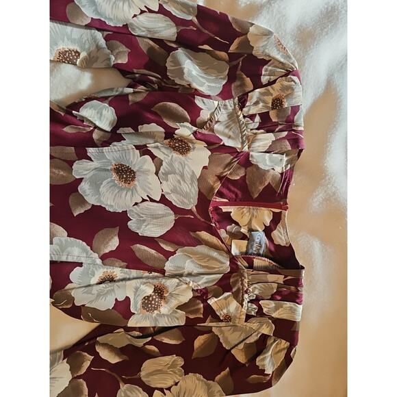 VTG Carol Anderson Dress Women's Sz 3/4 Red Floral A Line w/Shldr Pads & Pockets - Picture 6 of 13